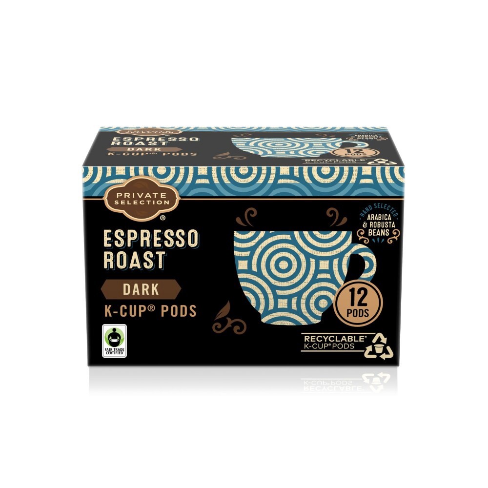 slide 1 of 6, Private Selection Espresso Roast Coffee K-Cup Pods- 12 ct, 12 ct