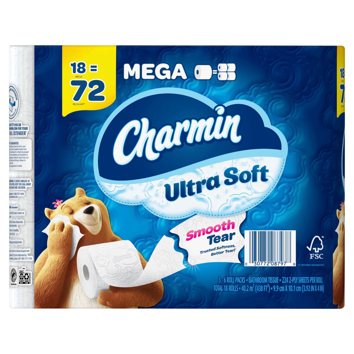 slide 18 of 29, Charmin Ultra Soft Mega Roll 18 Count Bath Tissue, 18 ct