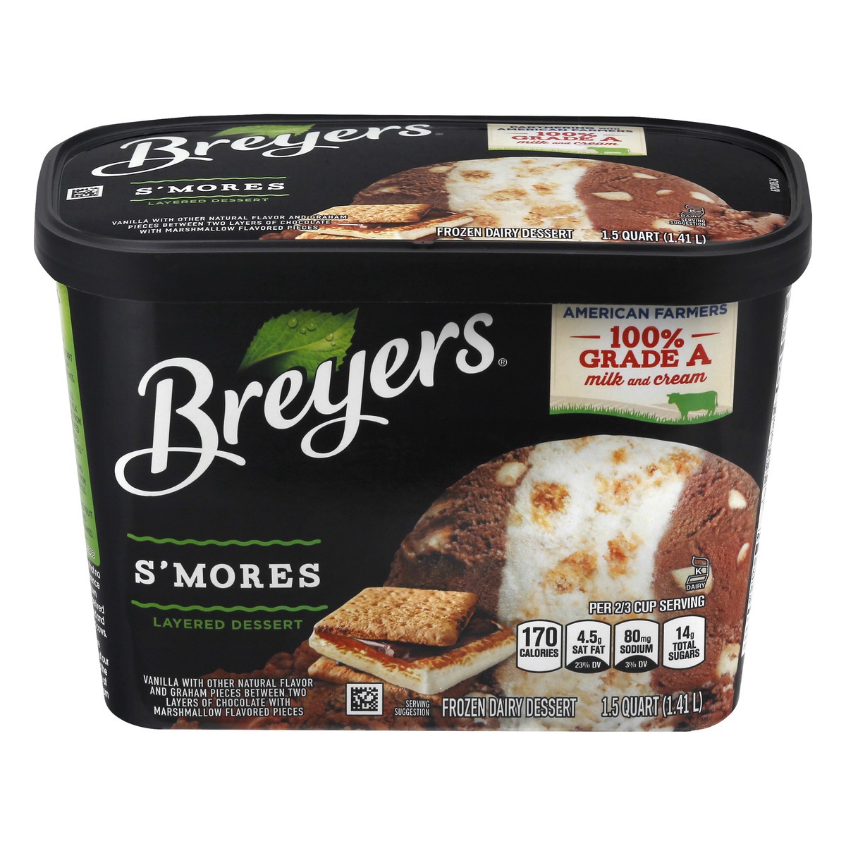 slide 1 of 4, Breyers Layered Dessert Frozen Dairy Dessert S'Mores, 48 oz, 48 oz