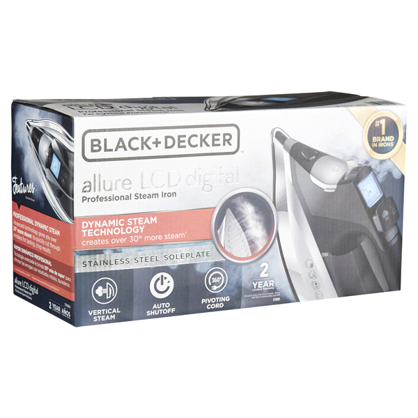 slide 15 of 29, Black & Decker Black + Decker Professional Steam Iron - Silver/Black, 1 ct