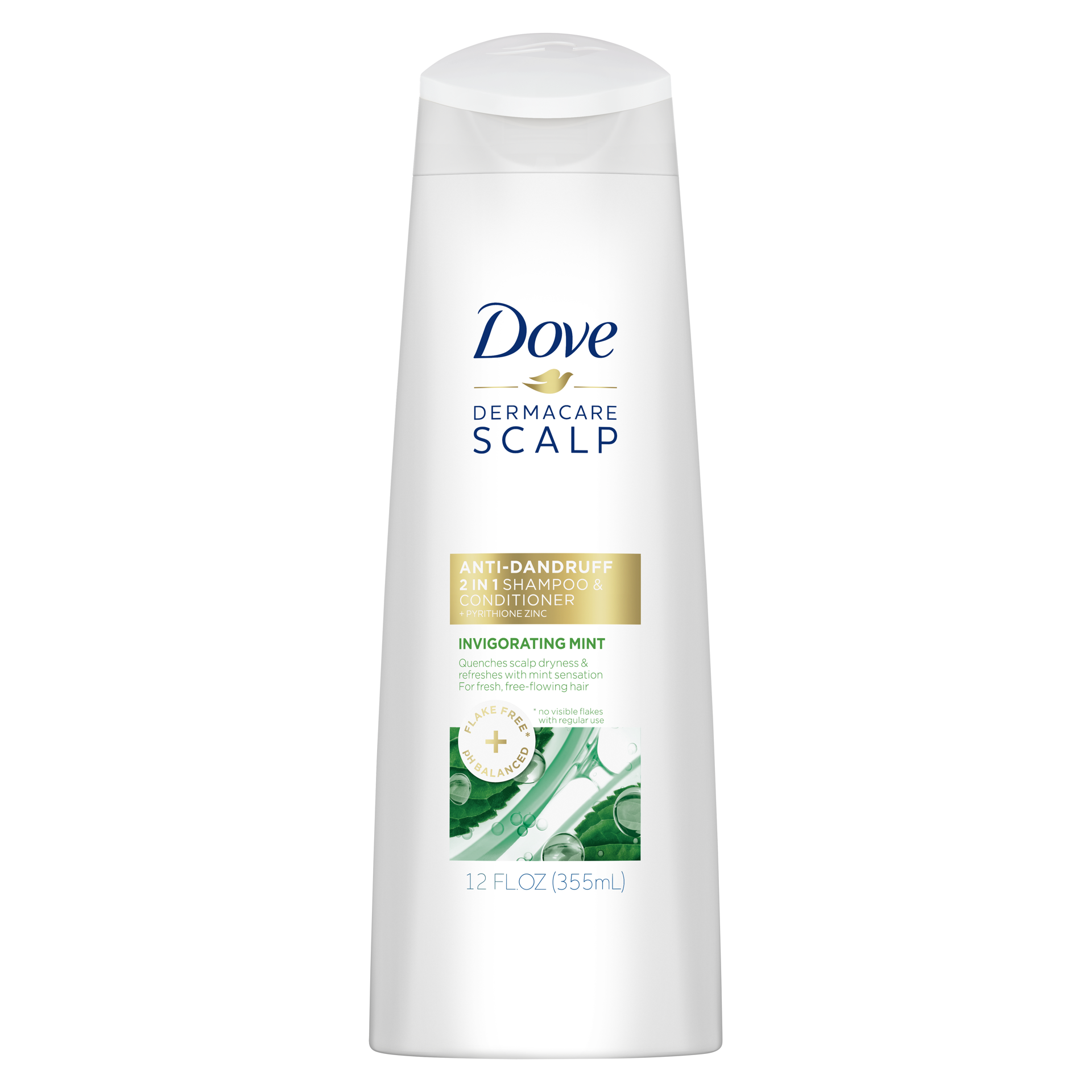 slide 2 of 4, Dove Dermacare Scalp Anti-Dandruff Shampoo & Conditioner Invigorating Mint, 12 oz, 12 fl oz