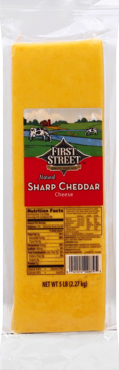 slide 4 of 6, First Street Sharp Cheddar Cheese Loaf, 5 lb