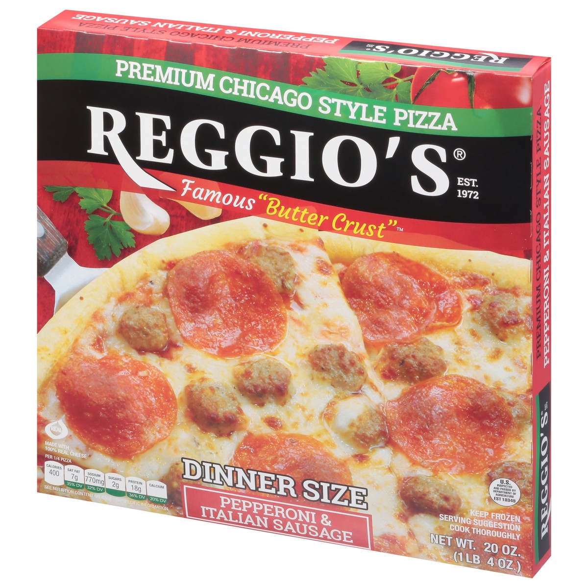 slide 10 of 14, Reggio's Butter Crust Pepperoni & Italian Sausage Pizza Dinner Size 20 oz, 20 oz