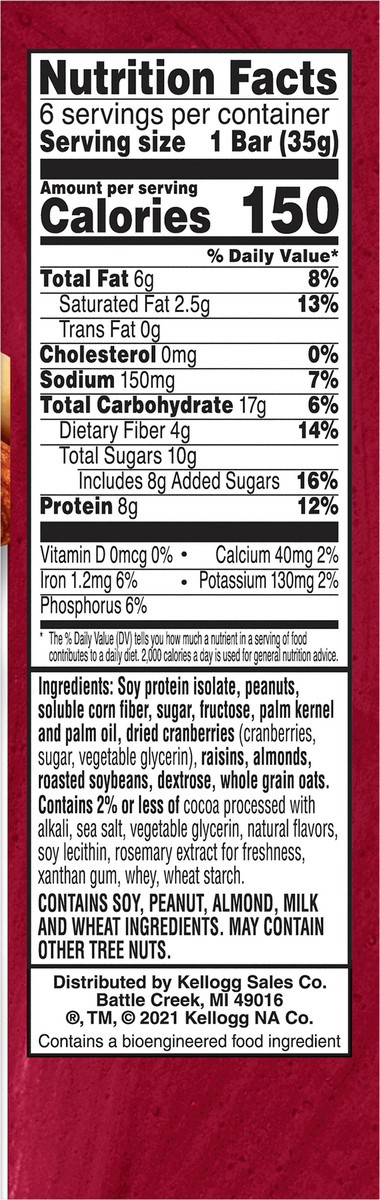 slide 13 of 13, Special K Trail Mix Fruit & Salted Nut Protein Bars, 6 ct; 1.23 oz