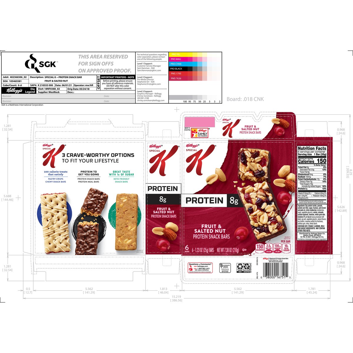 slide 4 of 13, Special K Trail Mix Fruit & Salted Nut Protein Bars, 6 ct; 1.23 oz