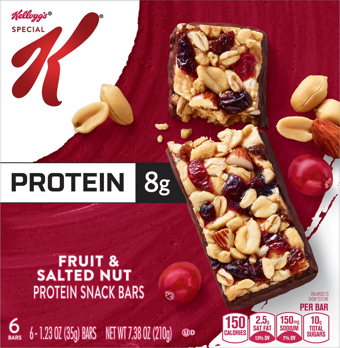 slide 5 of 13, Special K Trail Mix Fruit & Salted Nut Protein Bars, 6 ct; 1.23 oz