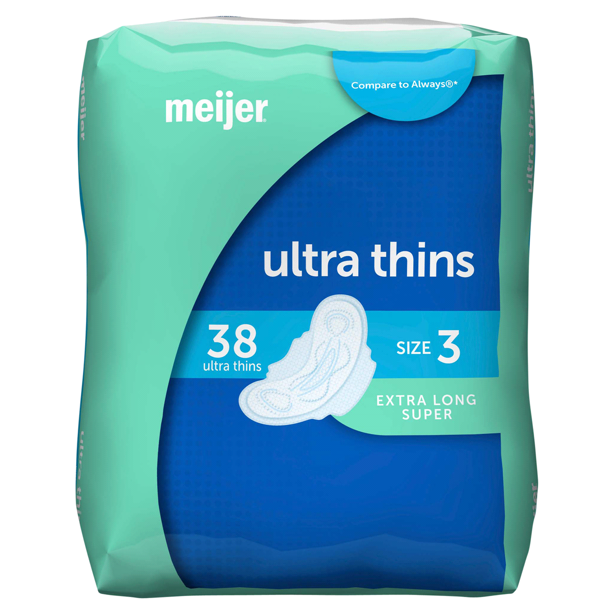 slide 1 of 21, Meijer Ultra Thin Extra Long Super Thin Maxi Pads, 38 ct