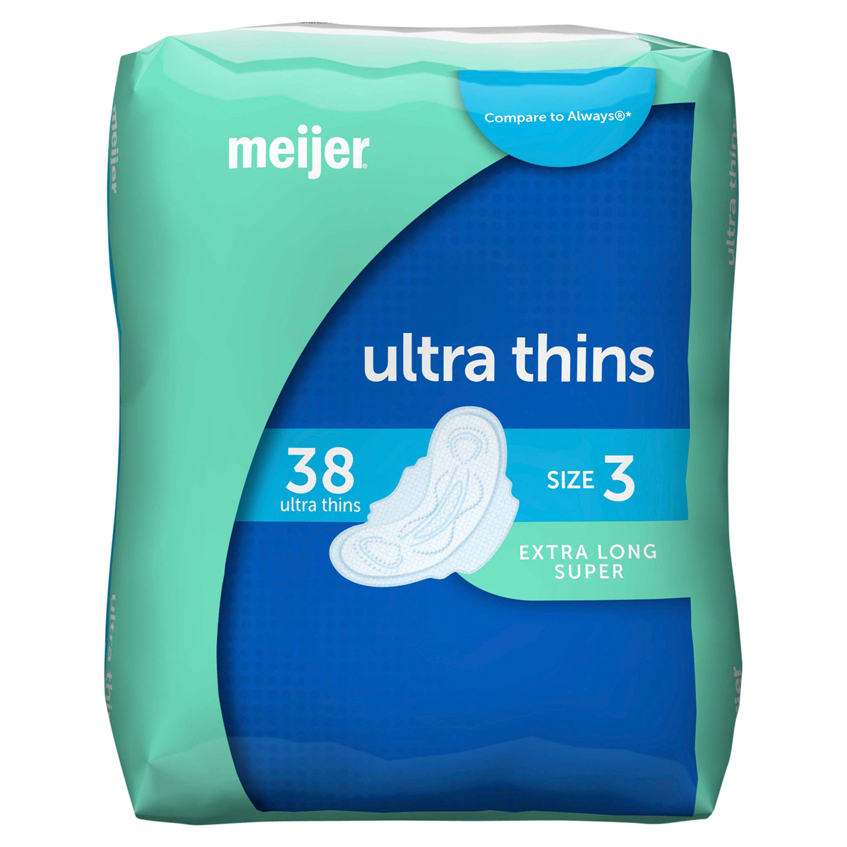 slide 1 of 1, Meijer Ultra Thin Extra Long Super Thin Maxi Pads, 38 ct