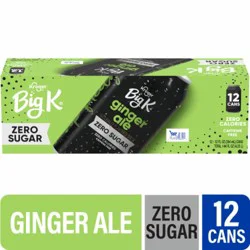 Big K® Ginger Ale Zero Sugar Caffeine Free Soda Cans, 12 pk / 12 fl oz