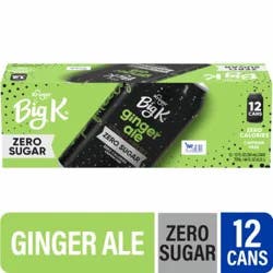 Big K® Ginger Ale Zero Sugar Caffeine Free Soda Cans, 12 pk / 12 fl oz