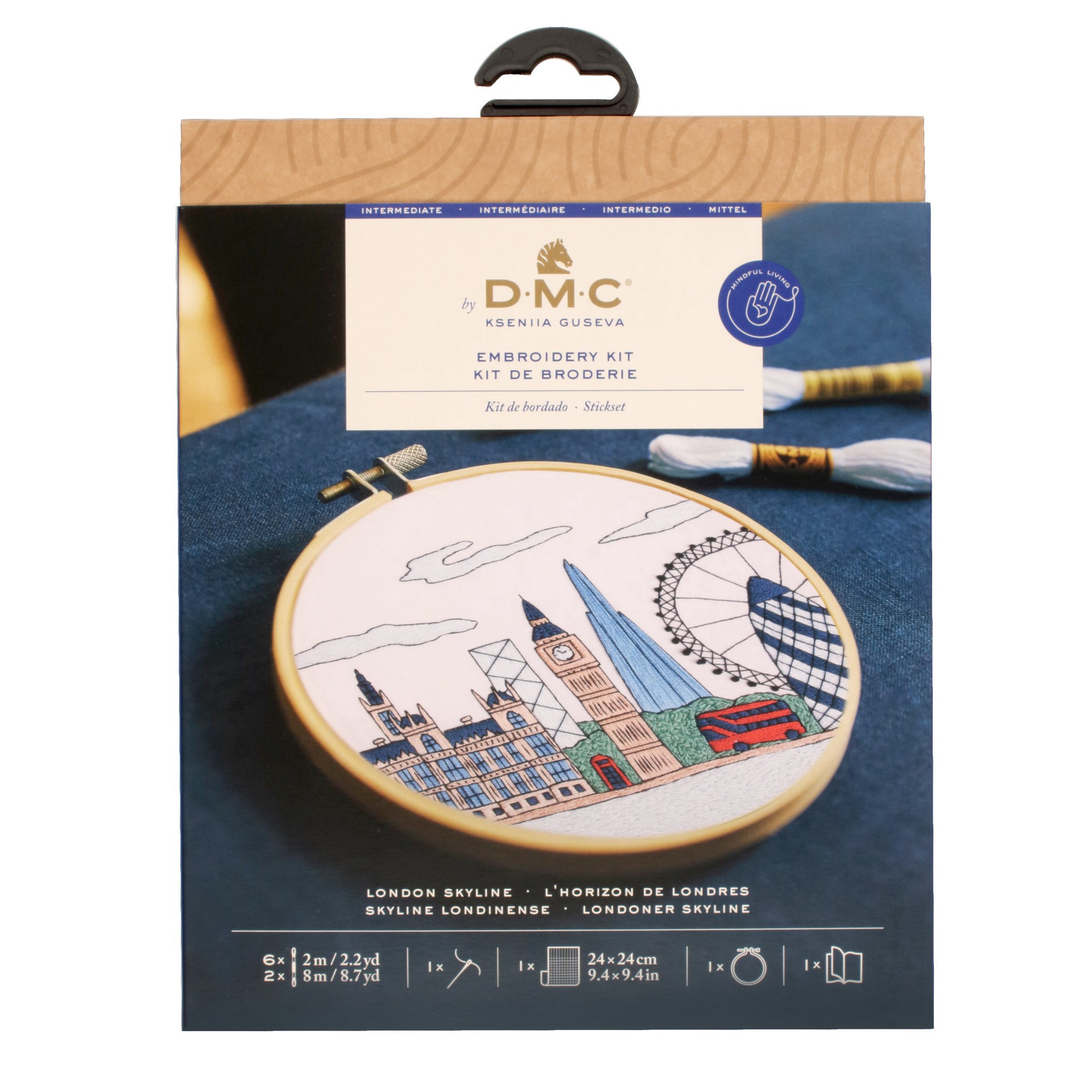 slide 4 of 4, Dmc London Intermediate Embroidery Kit With Hoop, 5.7 in