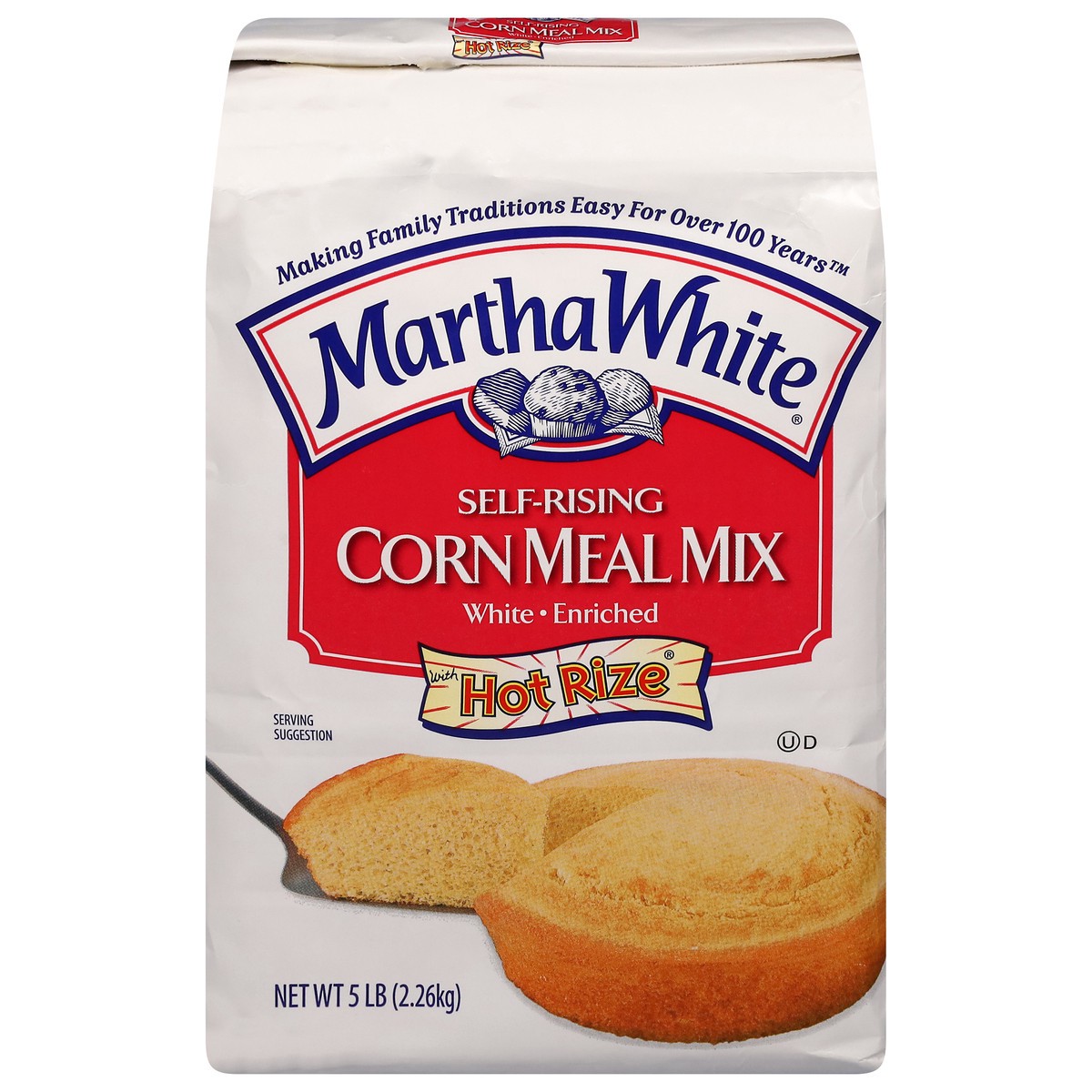 slide 1 of 9, Martha White Self-Rising White Enriched Corn Meal Mix with Hot Rize 5 lb, 5 lb