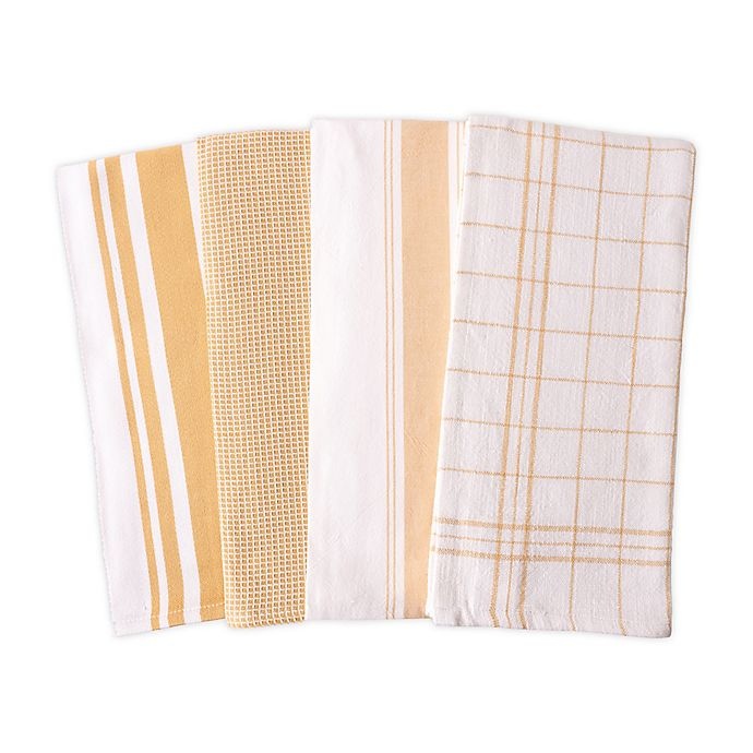 slide 1 of 10, Artisanal Kitchen Supply Flat Kitchen Towels - Yellow, 4 ct