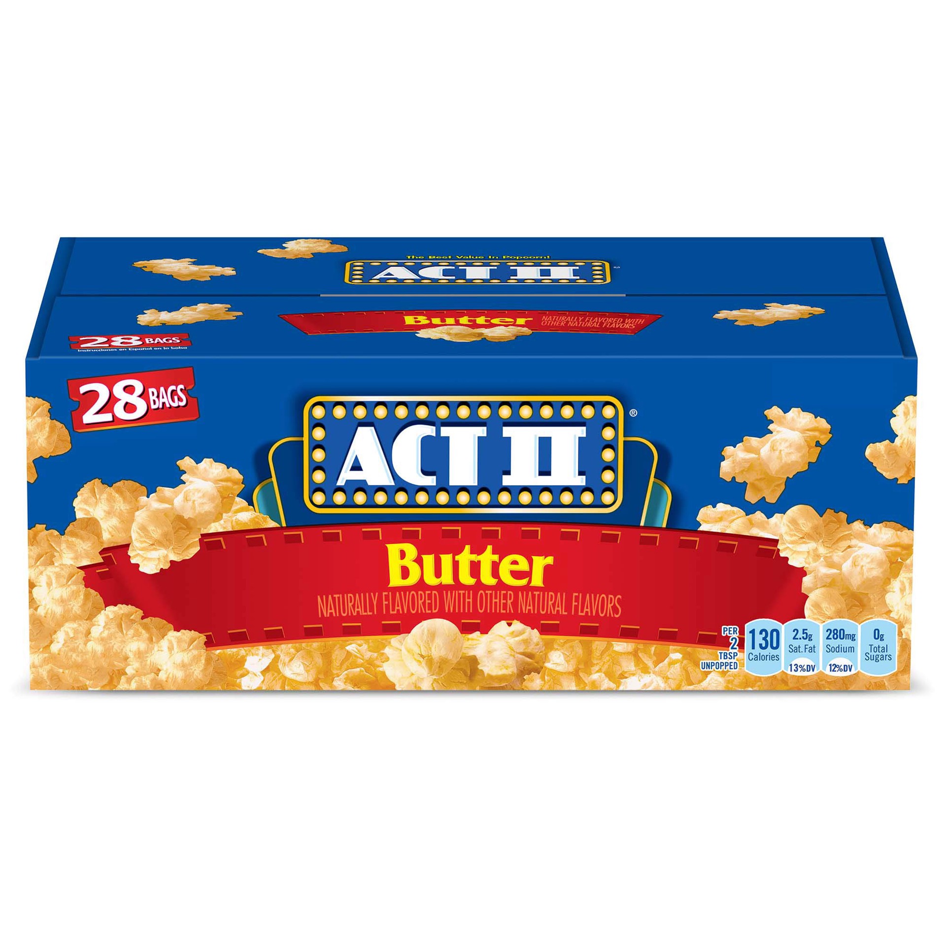 slide 1 of 5, ACT II Butter Microwave Popcorn Bag 28 ea, 28 ct