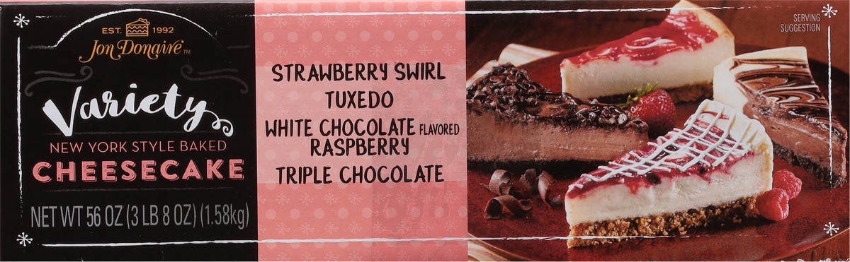 slide 4 of 12, Jon Donaire Strawberry Swirl Tuxedo/White Chocolate Raspberry/Triple Chocolate Flavored Cheesecake Variety Pack 12 ea, 12 ct