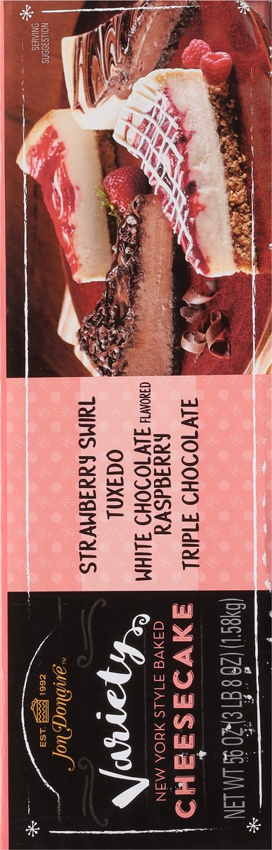 slide 6 of 12, Jon Donaire Strawberry Swirl Tuxedo/White Chocolate Raspberry/Triple Chocolate Flavored Cheesecake Variety Pack 12 ea, 12 ct