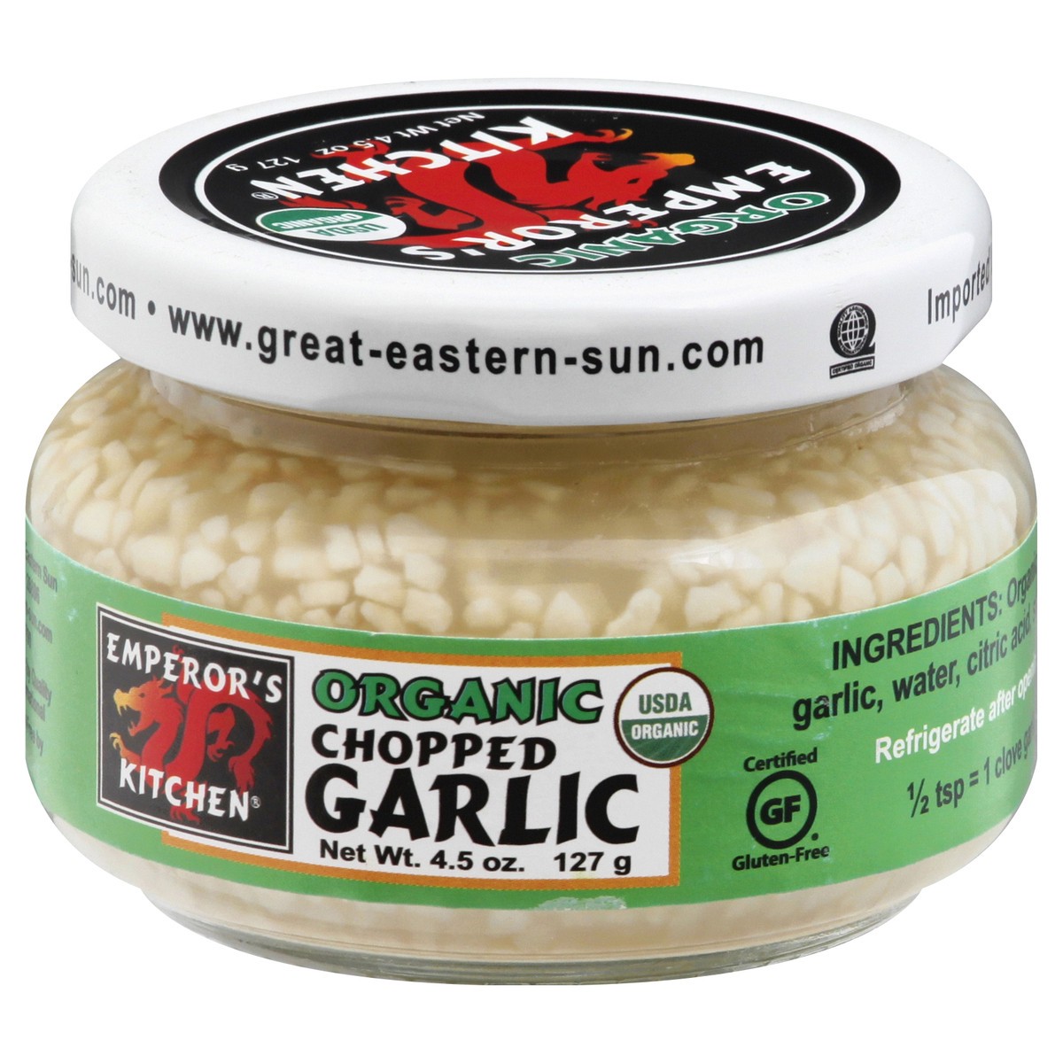 slide 3 of 9, Emperors Kitchen Organic Chopped Garlic 4.5 oz, 4.5 oz