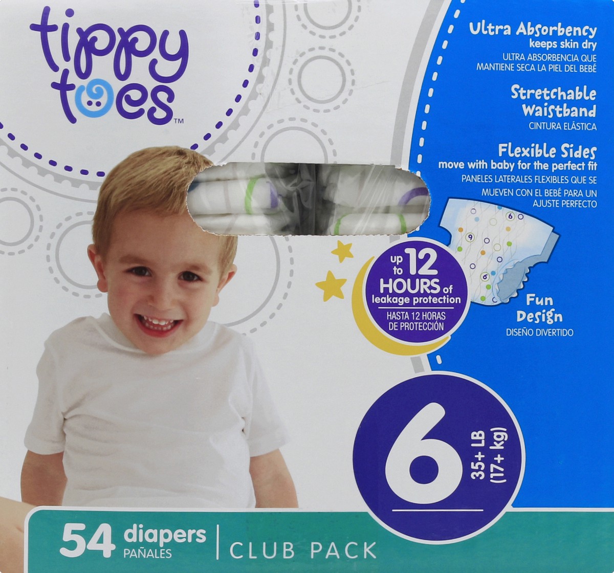 slide 3 of 6, Tippy Toes Babysoft Diapers Size 6, 54 ct