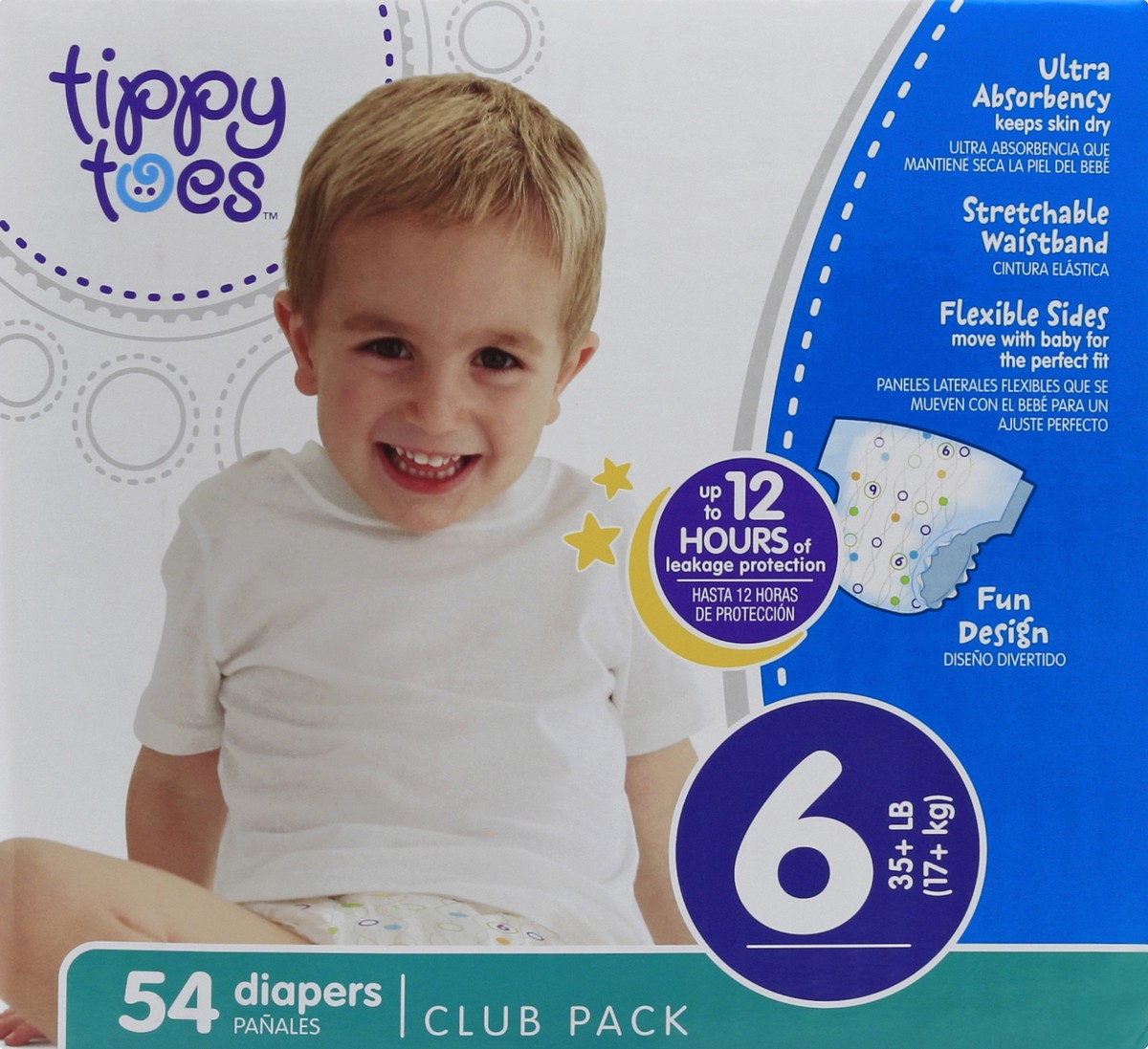 slide 5 of 6, Tippy Toes Babysoft Diapers Size 6, 54 ct