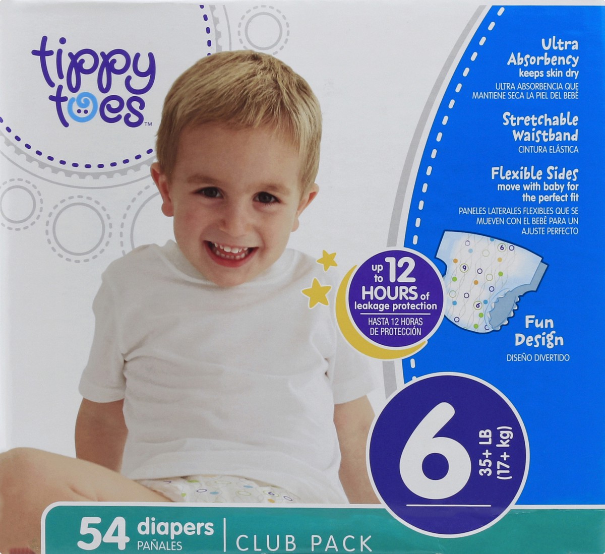 slide 6 of 6, Tippy Toes Babysoft Diapers Size 6, 54 ct