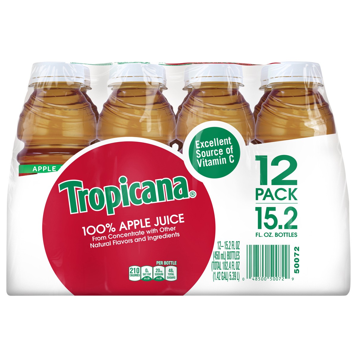 slide 1 of 12, Tropicana 100% Juice, Apple Juice (15.2 oz., 12 pk.), 