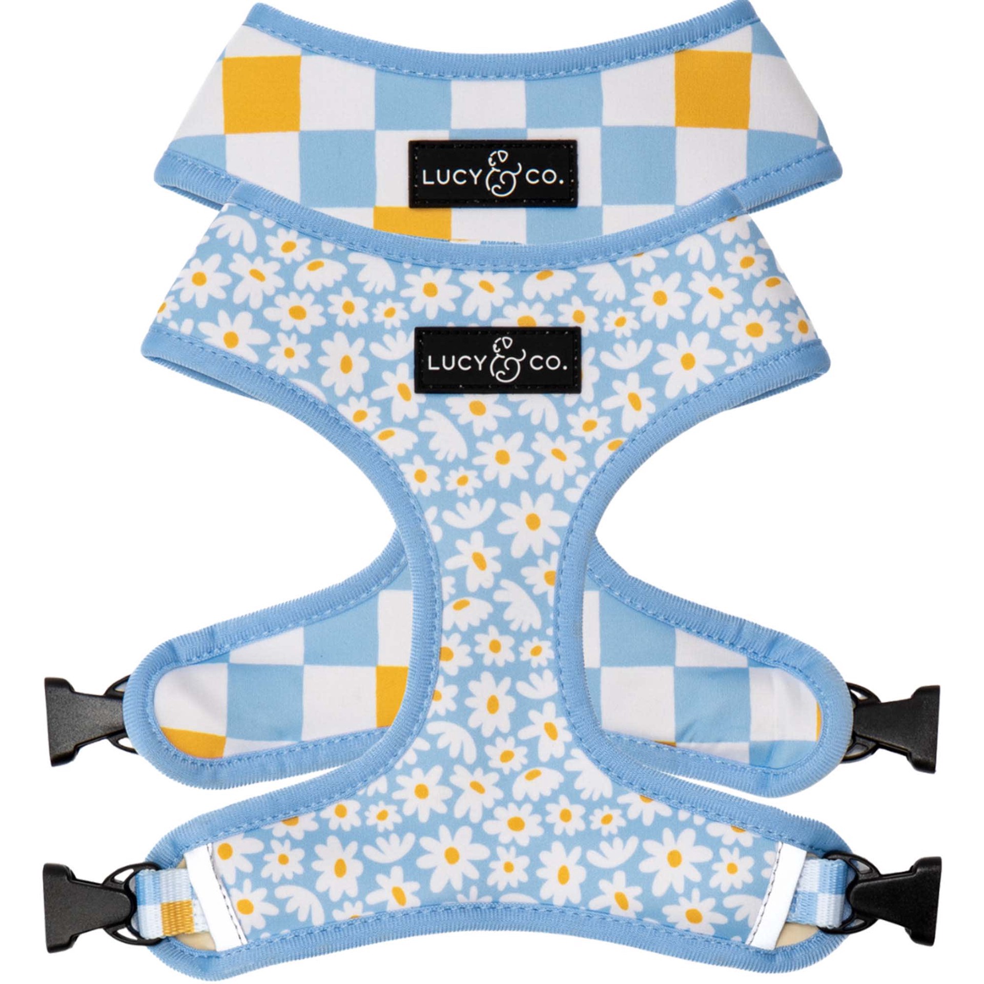 slide 1 of 1, Lucy & Co. The Simply Splendid Reversible Dog Harness, Blue, Large, LG