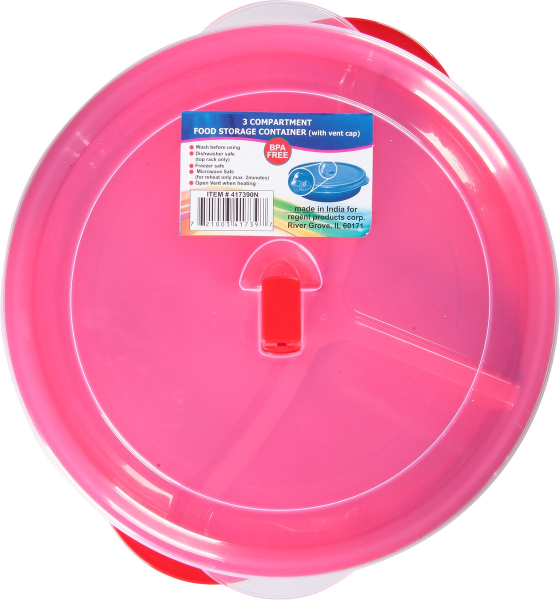 slide 11 of 11, Regent Products 3 Compartment Food Storage Container with Vent Cap 1 ea, 1 ct