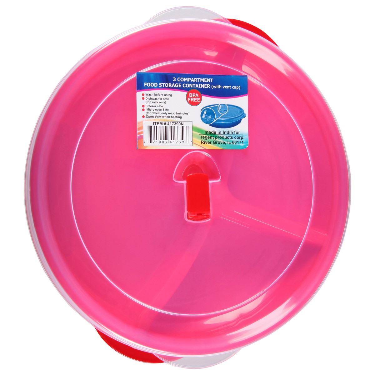 slide 9 of 11, Regent Products 3 Compartment Food Storage Container with Vent Cap 1 ea, 1 ct