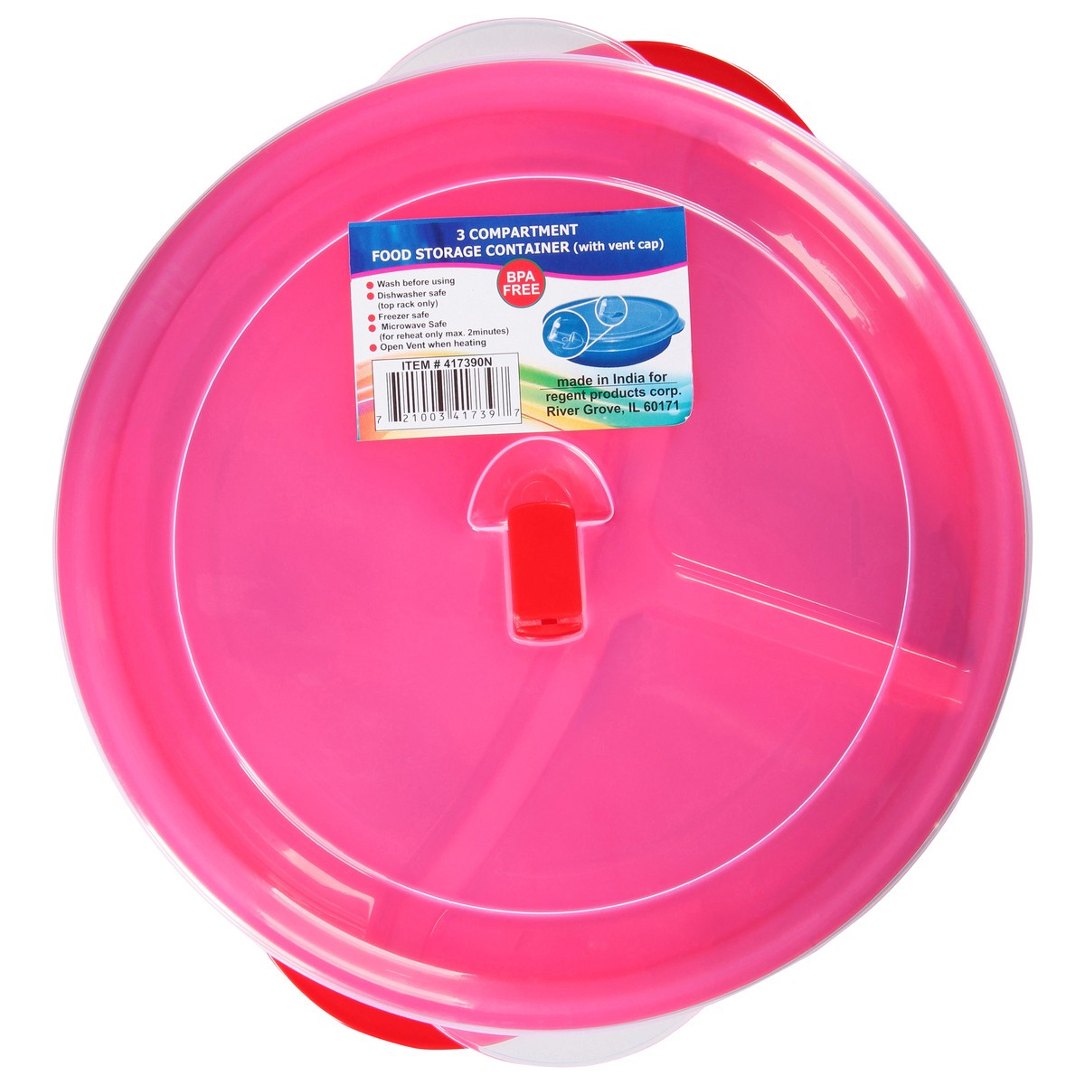 slide 6 of 11, Regent Products 3 Compartment Food Storage Container with Vent Cap 1 ea, 1 ct