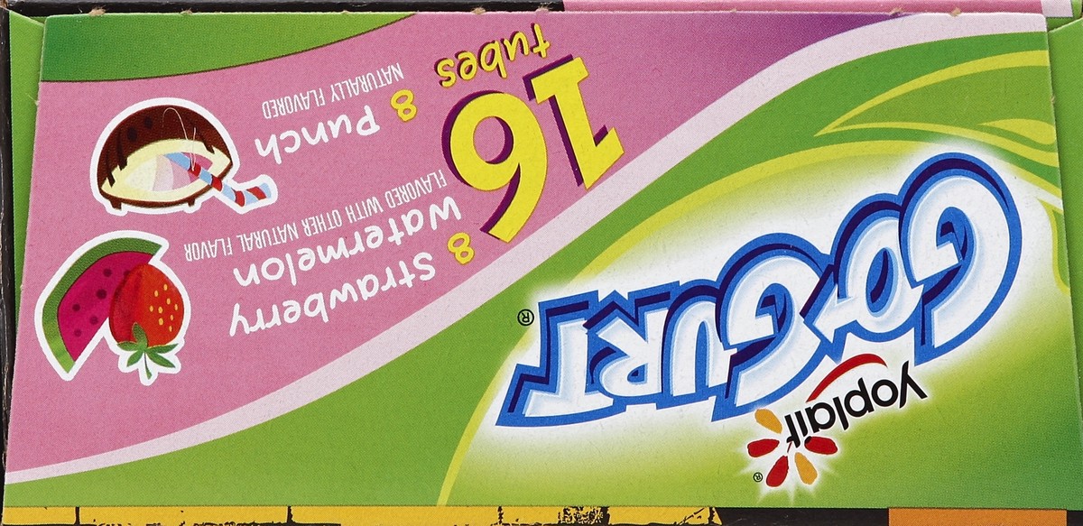 slide 2 of 6, Yoplait Go-Gurtpunch/Strawberry Watermelon Portable Low Fat Yogurt Variety Pack, 16 ct; 2.25 oz