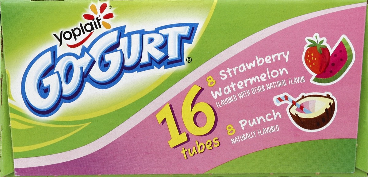 slide 4 of 6, Yoplait Go-Gurtpunch/Strawberry Watermelon Portable Low Fat Yogurt Variety Pack, 16 ct; 2.25 oz