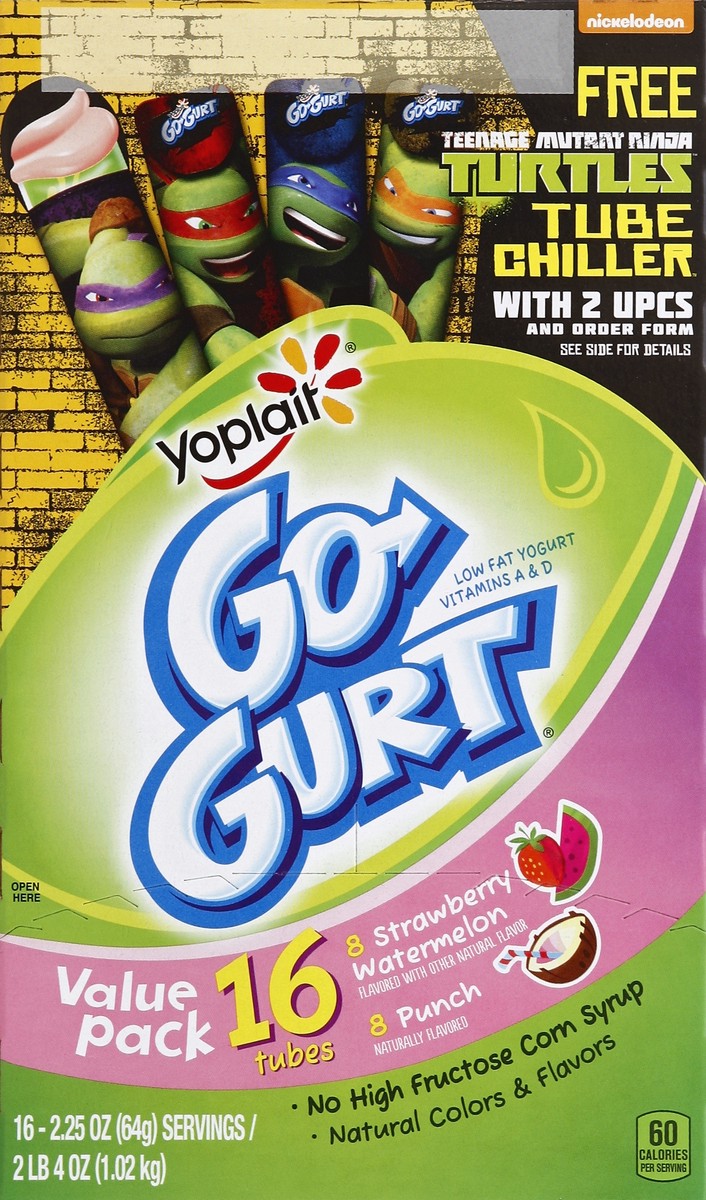 slide 5 of 6, Yoplait Go-Gurtpunch/Strawberry Watermelon Portable Low Fat Yogurt Variety Pack, 16 ct; 2.25 oz