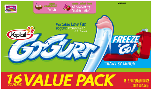 slide 1 of 6, Yoplait Go-Gurtpunch/Strawberry Watermelon Portable Low Fat Yogurt Variety Pack, 16 ct; 2.25 oz