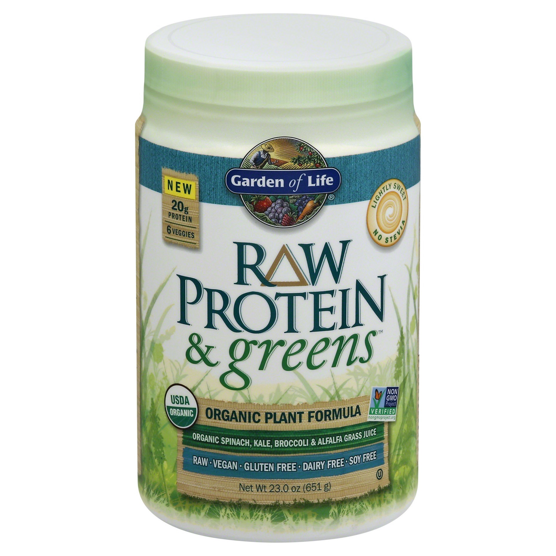 slide 1 of 2, Garden of Life Organic Plant Formula Raw Protein & Greens Powder, 23 oz