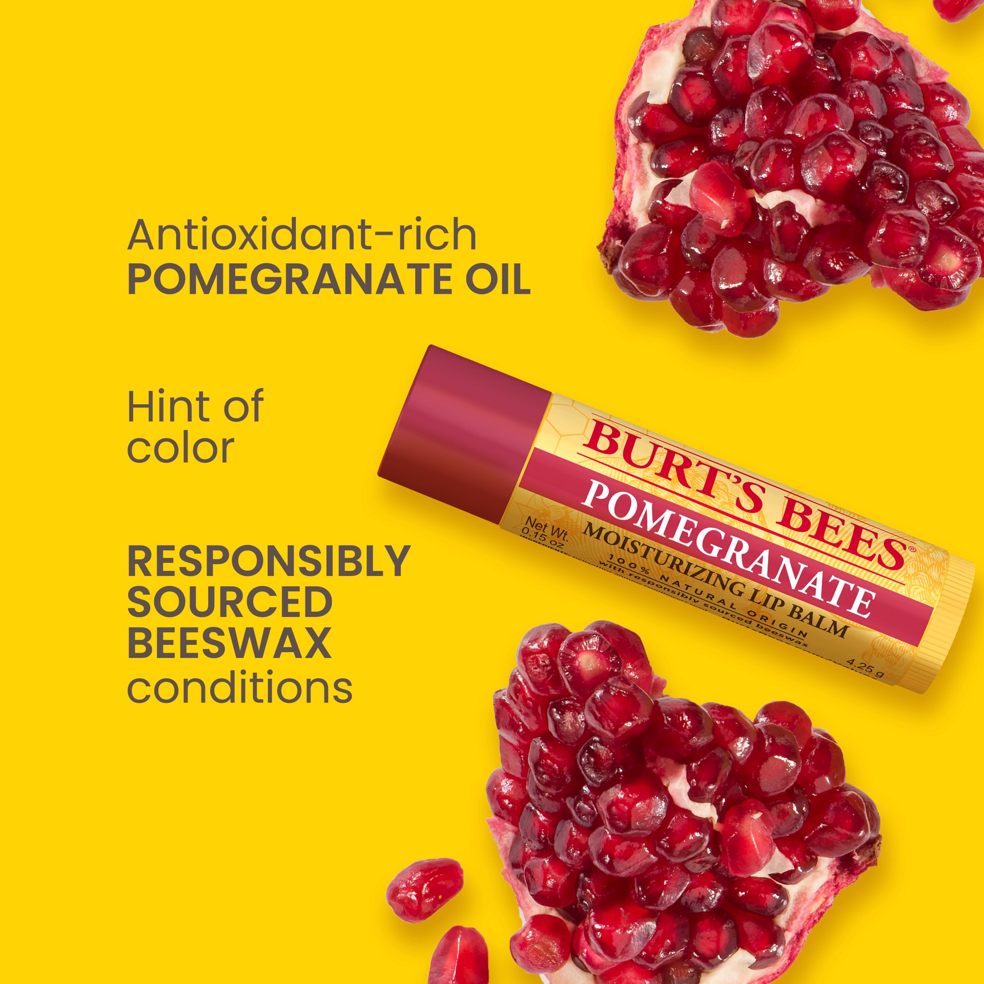 slide 4 of 5, Burt's Bees Moisturizing Pomegranate Lip Balm 0.15 oz, 0.15 oz