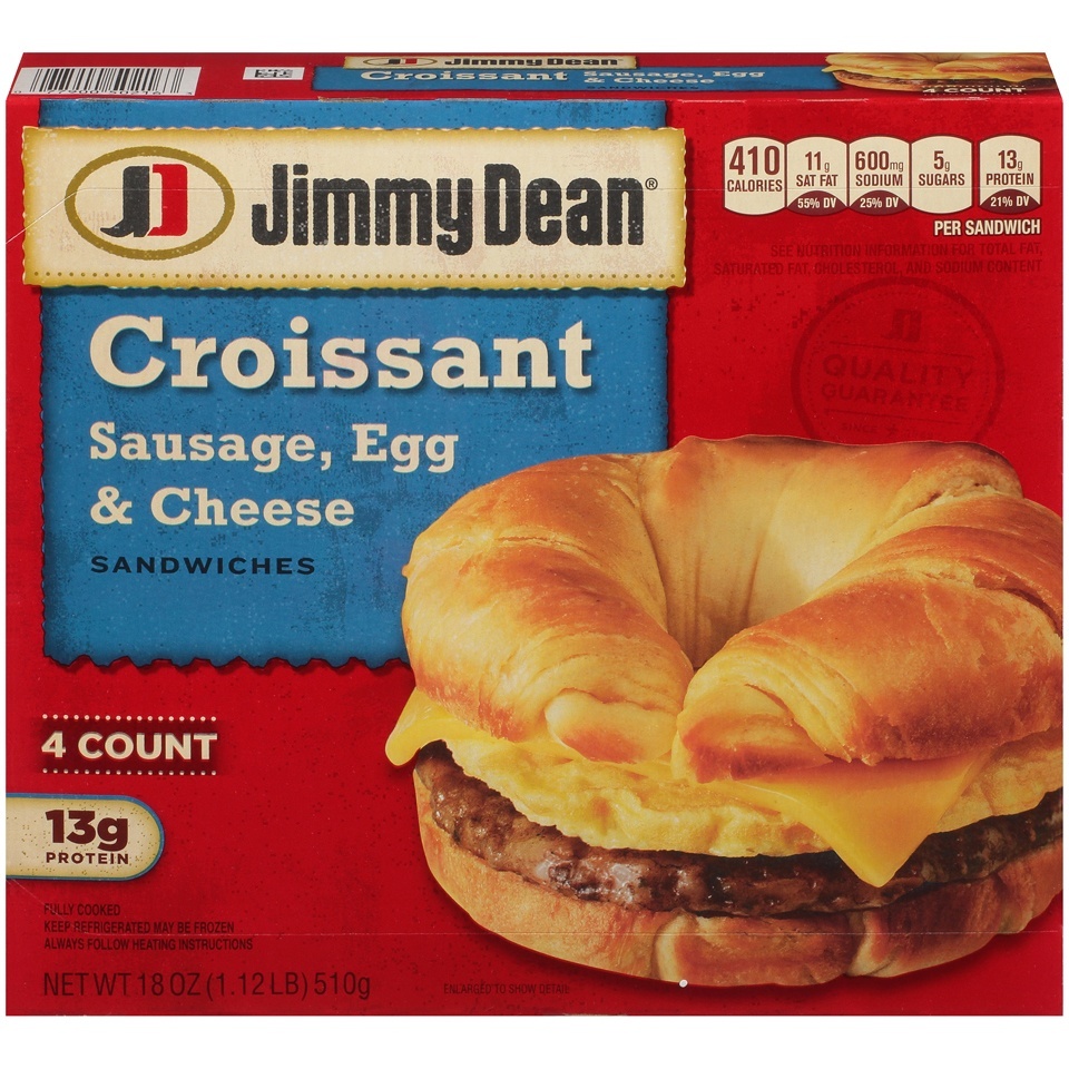 slide 1 of 1, Jimmy Dean Croissant Sausage, Egg & Cheese, 18 oz