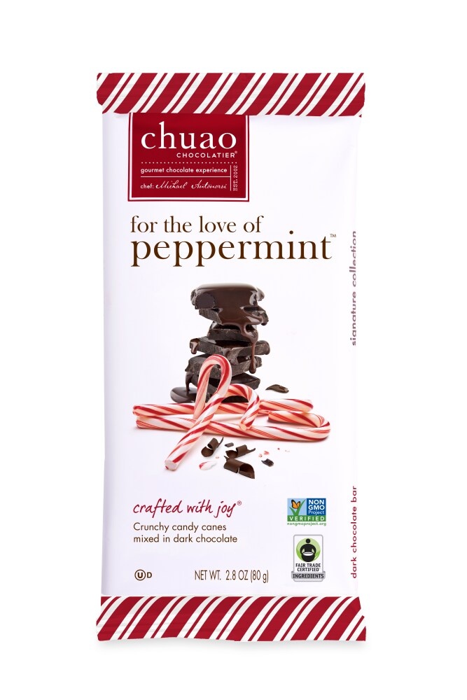 slide 1 of 1, Chuao Chocolatier For The Love Of Peppermint Dark Chocolate Bar, 2.79 oz