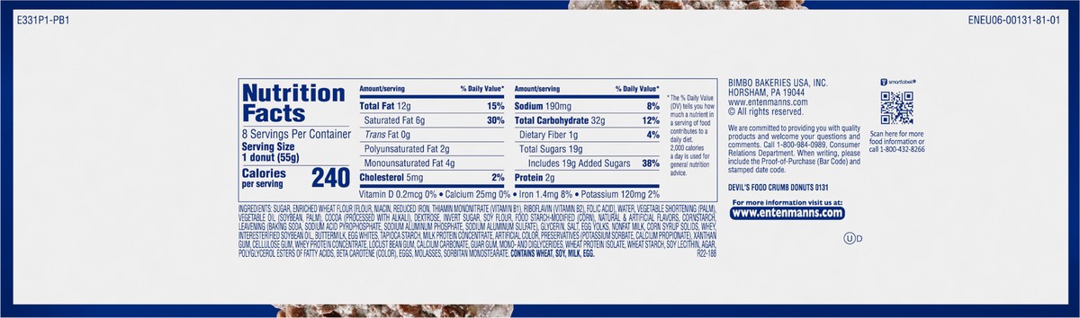 slide 5 of 6, Entenmann's Donut Devil Food Crumb, 8 ct