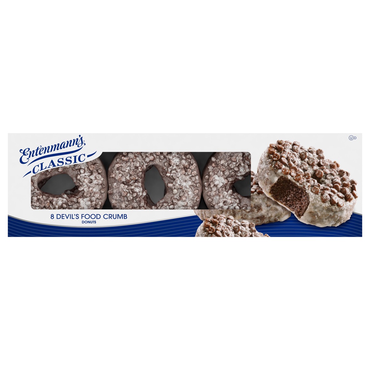 slide 1 of 6, Entenmann's Devil's Food Crumb Donuts, 8 count, 15.5 oz, 8 ct