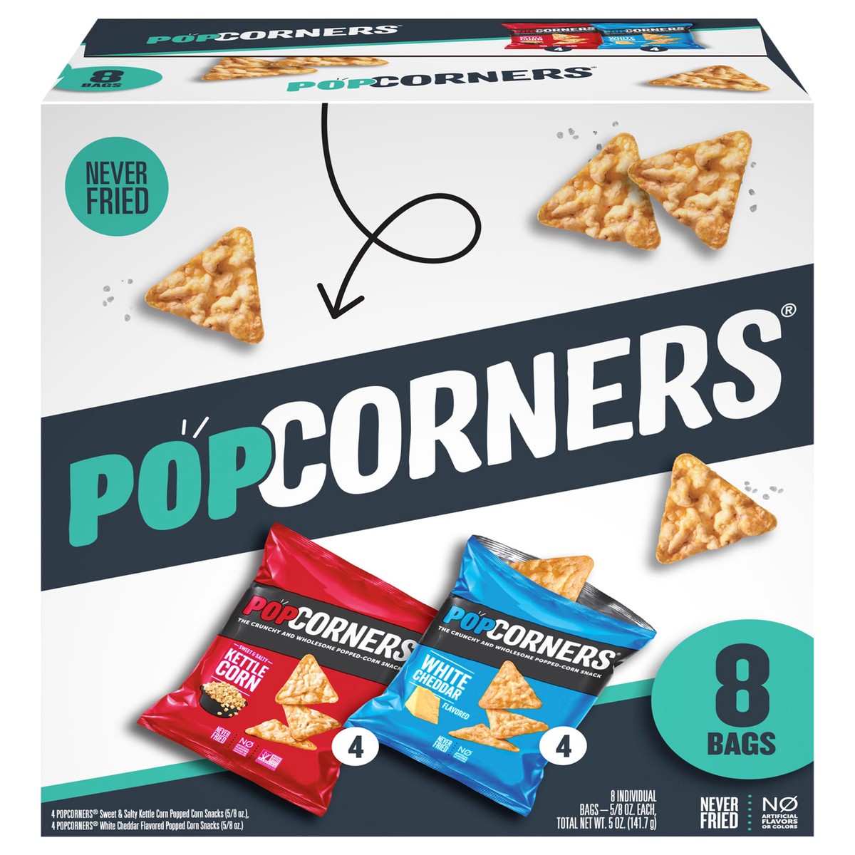 slide 1 of 4, PopCorners Corn Snacks Variety Pack 5/8 Oz, 8 Count, 8 ct