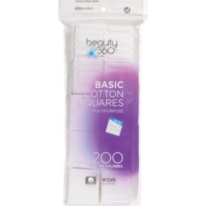 slide 1 of 1, Beauty 360 Basic Cotton Squares, 200ct, 200 ct