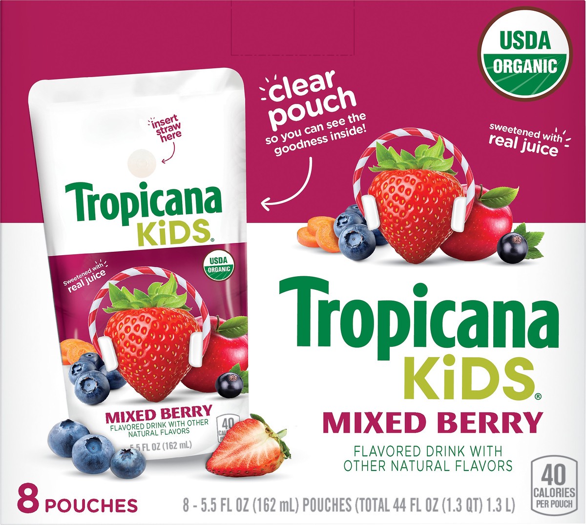 slide 4 of 6, Tropicana Kids Mixed Berry Flavored Drink - 8 ct, 8 ct