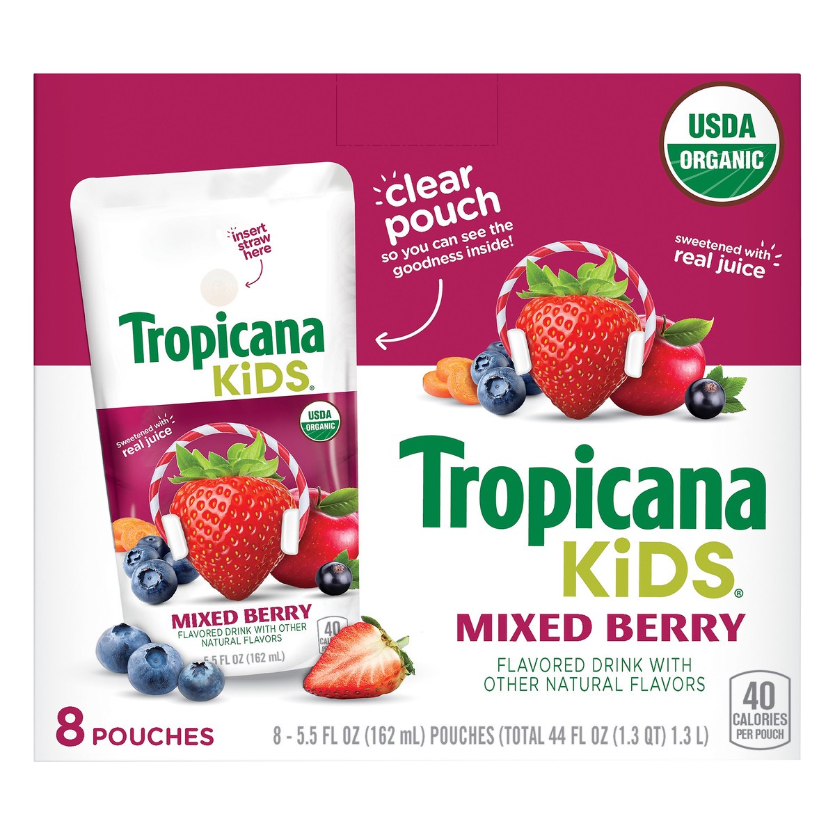 slide 3 of 6, Tropicana Kids Mixed Berry Flavored Drink - 8 ct, 8 ct