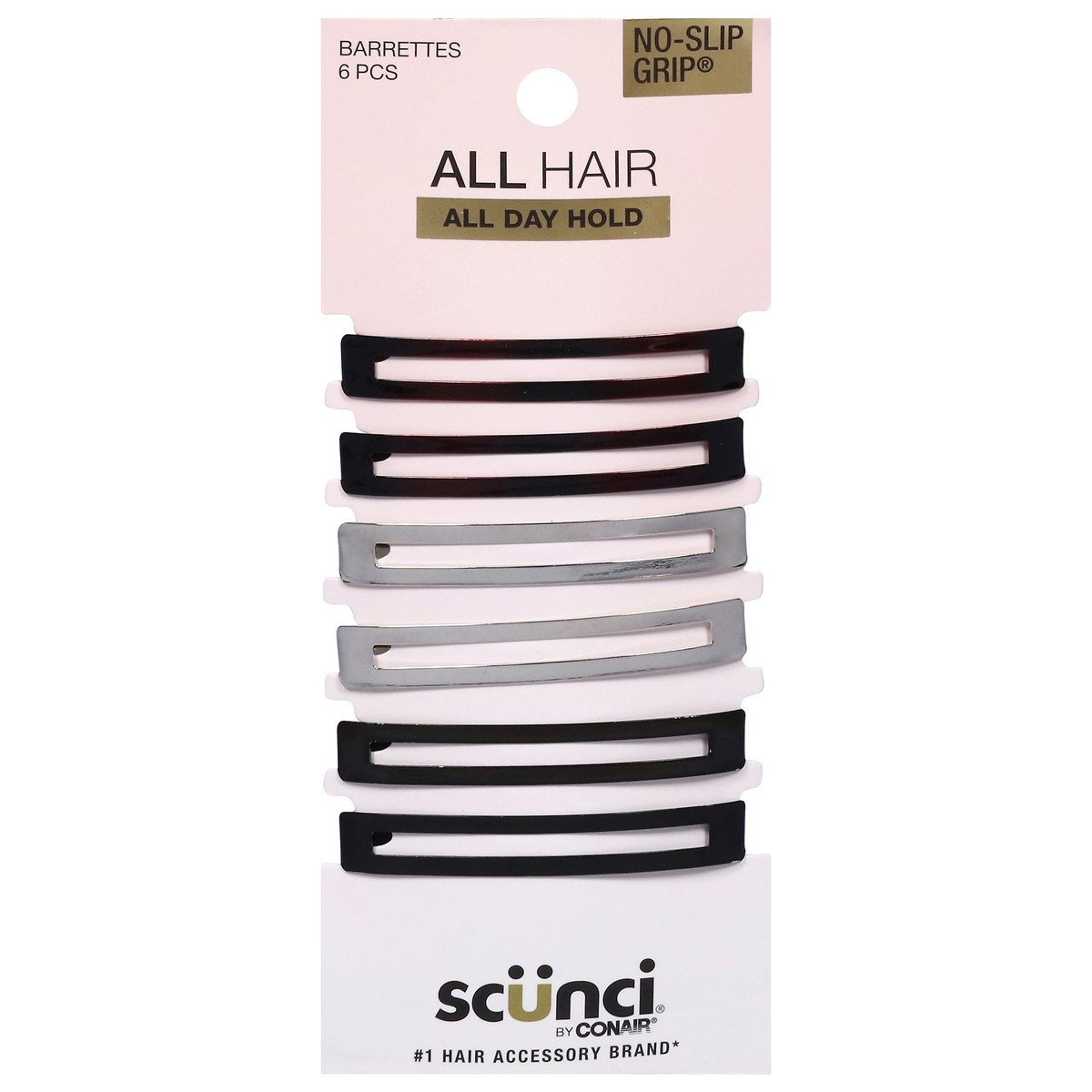 slide 1 of 2, scünci No-Slip Grip Barrettes 6 Each, 6 ct