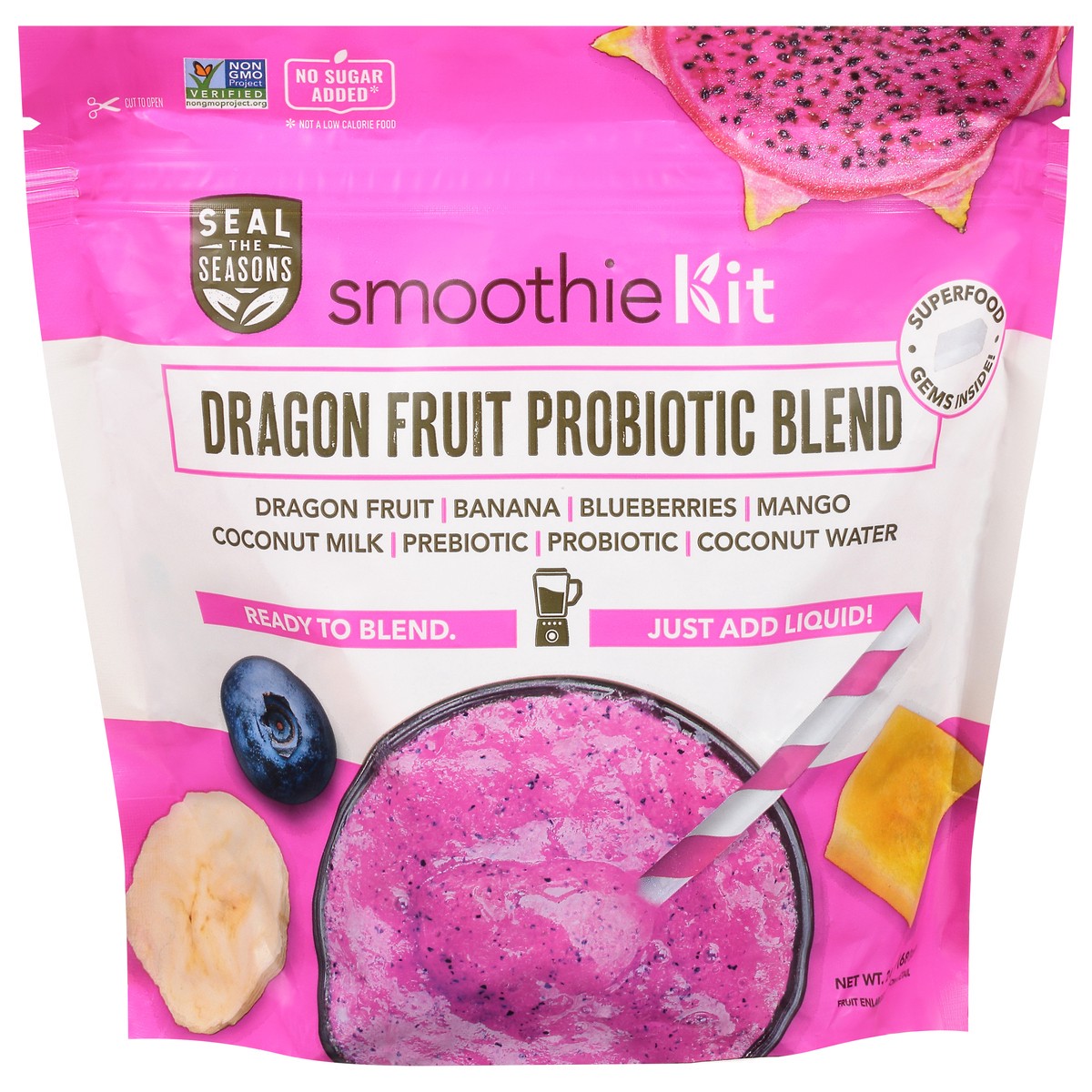 slide 1 of 13, Seal the Seasons Prebiotic Blend Dragon Fruit Smoothie Kit - 24 oz, 24 oz