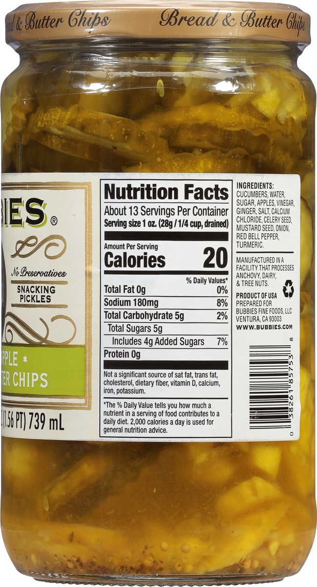 slide 7 of 14, Bubbies Ginger Apple Bread & Butter Chips 25 fl oz, 25 fl oz