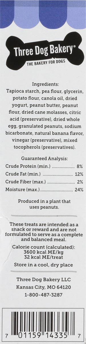 slide 3 of 13, Three Dog Bakery Woofers Peanut Butter & Banana Flavors Treats for Dogs 13 oz, 13 oz