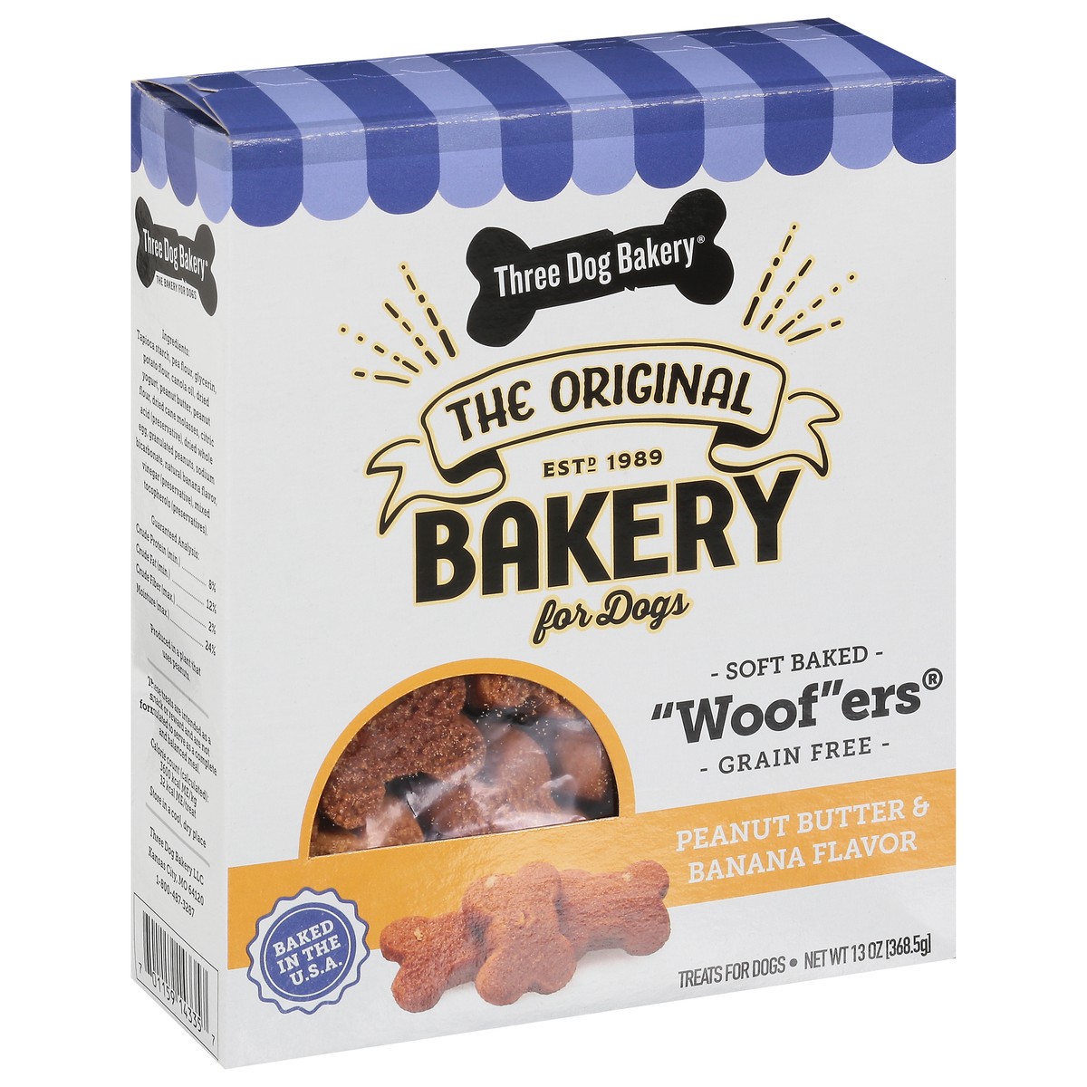 slide 9 of 13, Three Dog Bakery Woofers Peanut Butter & Banana Flavors Treats for Dogs 13 oz, 13 oz