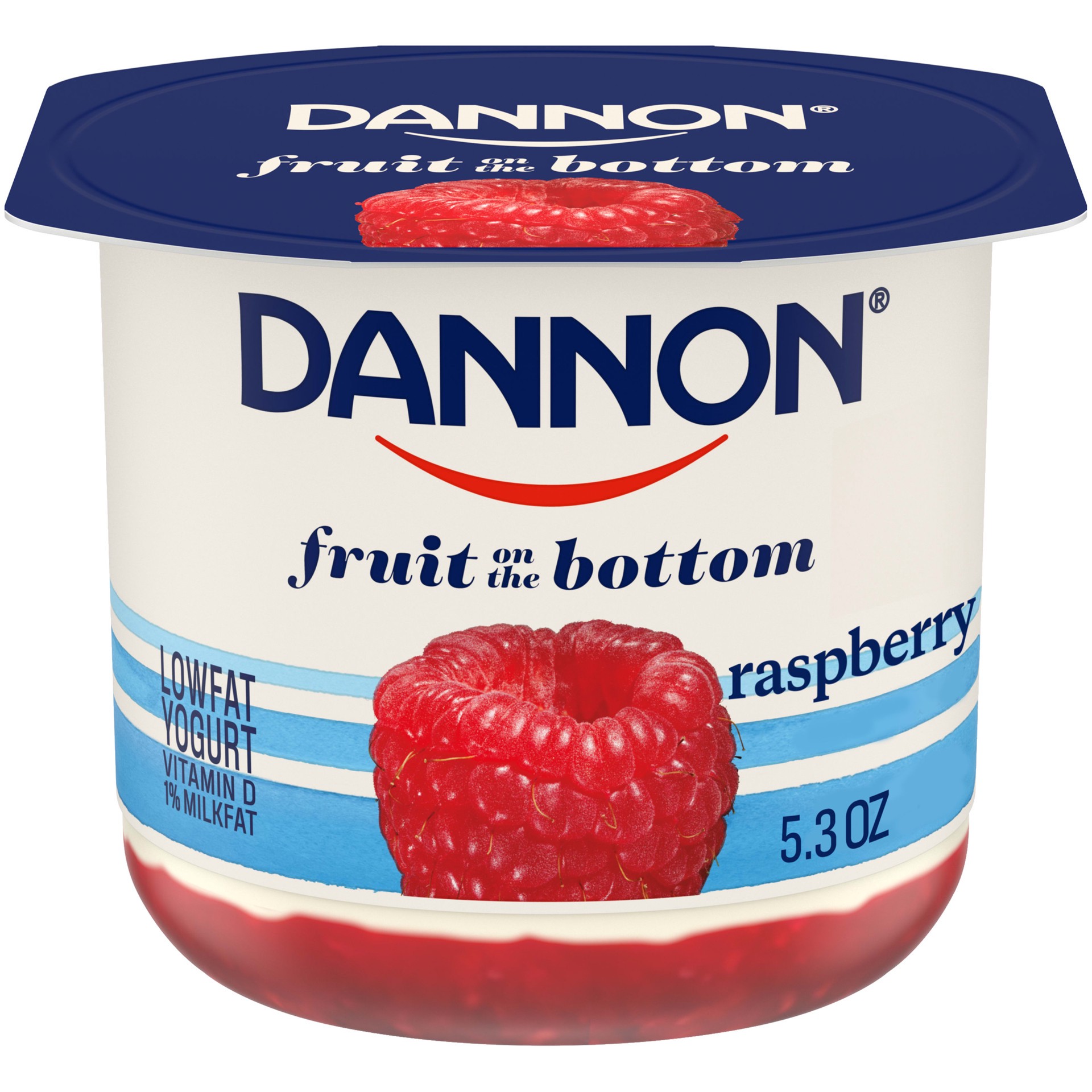 slide 1 of 4, Dannon Fruit on the Bottom Low Fat Regular Yogurt, Raspberry, 5.3 oz., 5.3 oz