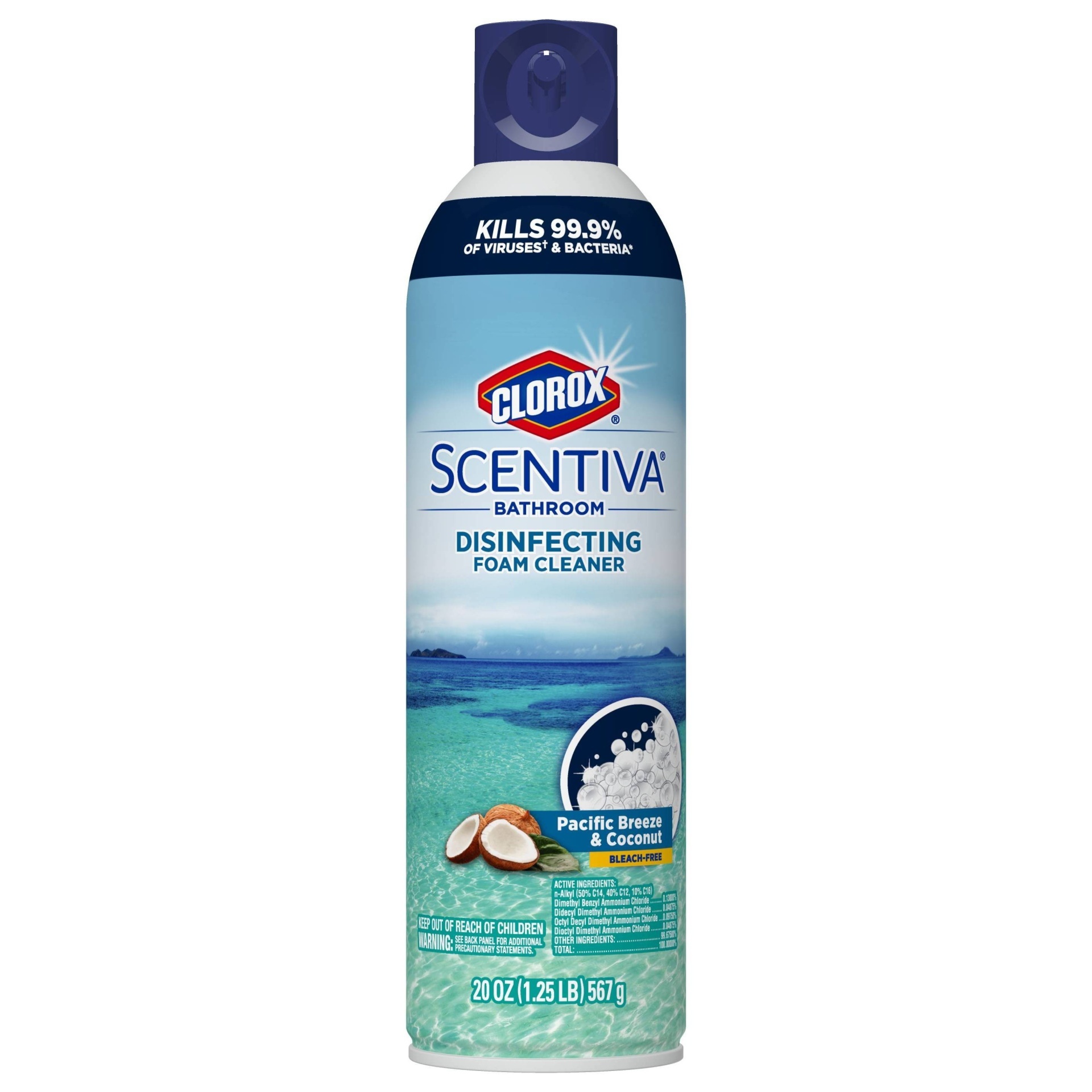 slide 1 of 4, Clorox Scentiva Coconut Bathroom Aerosol Foaming Cleaner, 20 fl oz